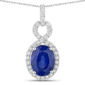 NEW DIANA M JEWELS women's oval natural ceylon blue sapphire pendant necklace (2